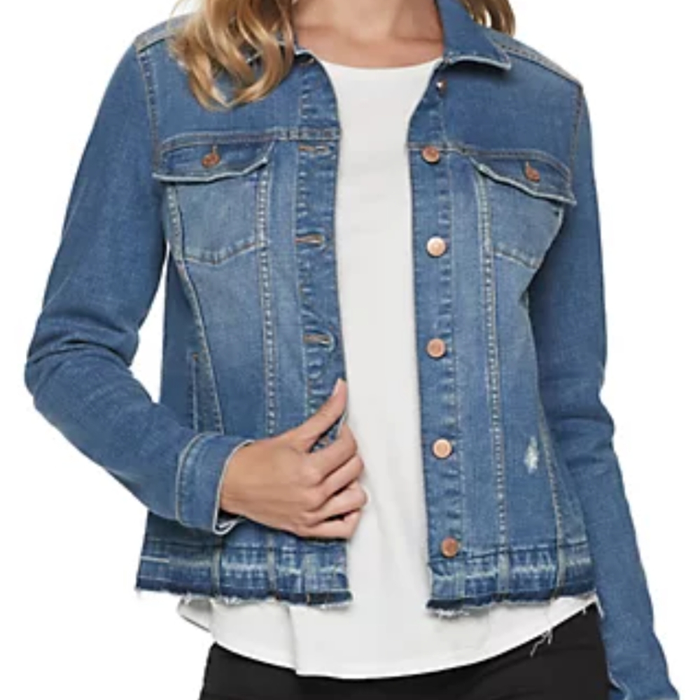 NWT Sonoma Stretch Jean Jacket Raw Edge Size M